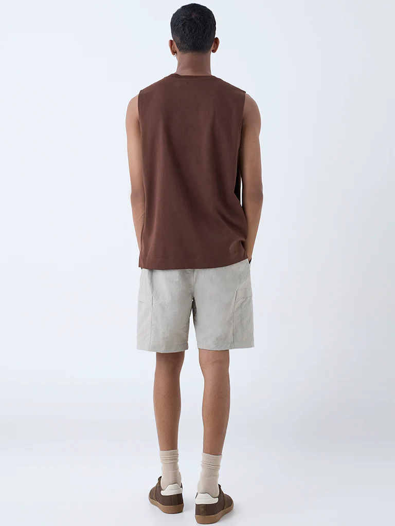 Studiofit Taupe Relaxed-Fit Mid-Rise Shorts - Image 5