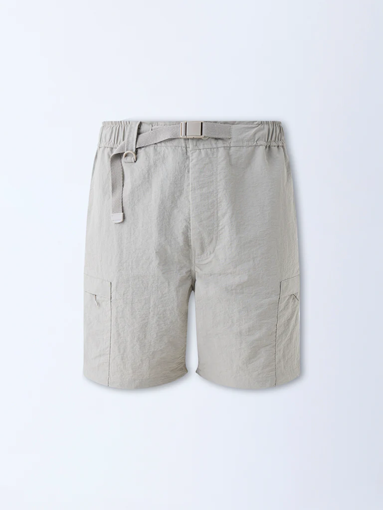 Studiofit Taupe Relaxed-Fit Mid-Rise Shorts - Image 6