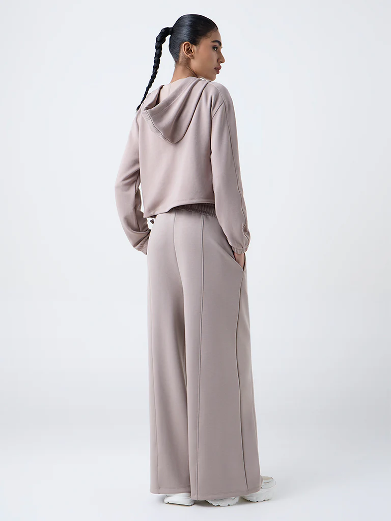 Studiofit Taupe Solid High-Rise Track Pants - Image 4