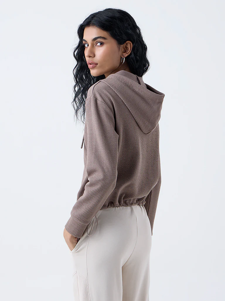 Studiofit Taupe Textured Cotton-Blend Jacket - Image 4