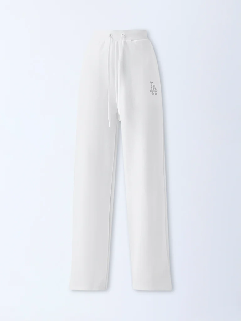 Studiofit White Embellished High-Rise Cotton-Blend Pants - Image 5