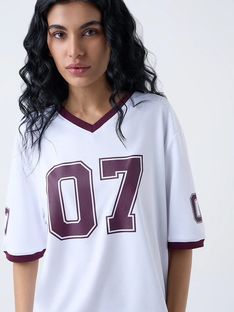 Studiofit White Numerical Printed T-Shirt - Image 3