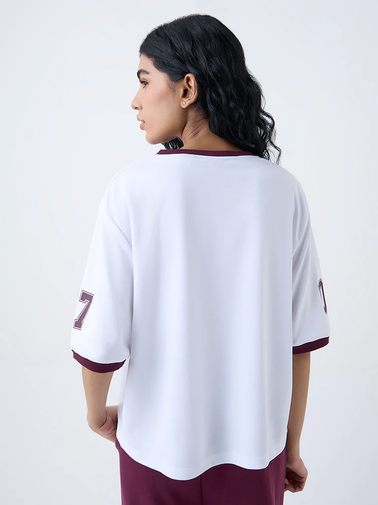 Studiofit White Numerical Printed T-Shirt - Image 4