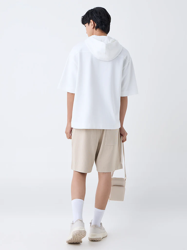 Studiofit White Text Printed Relaxed-Fit Cotton-Blend Sweatshirt - Image 5