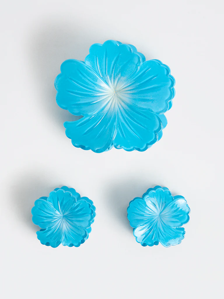Studiowest Blue Hibiscus Clips - Pack of 3