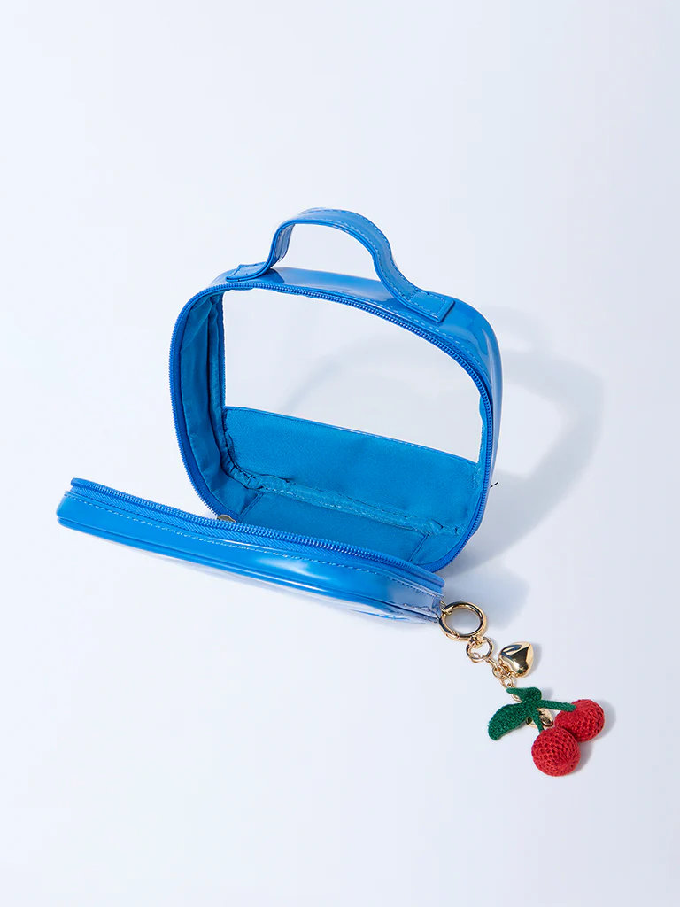 Studiowest Blue Transparent Pouch with Strawberry Bag Charm - Image 4