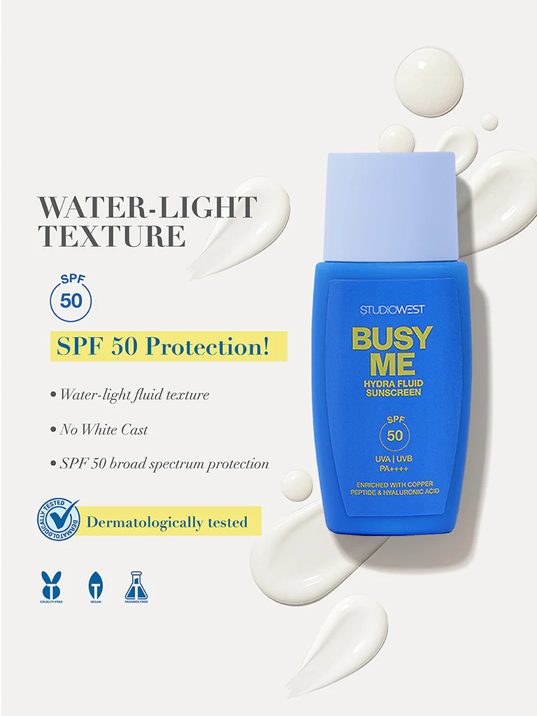 Studiowest Busy Me SPF 50 PA++++ Hydra Fluid Sunscreen - 50 gm - Image 3