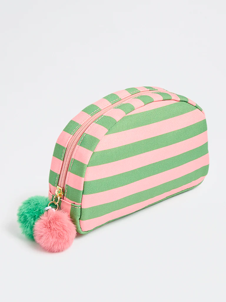 Studiowest Green Striped Pom-Pom Detailed Pouch
