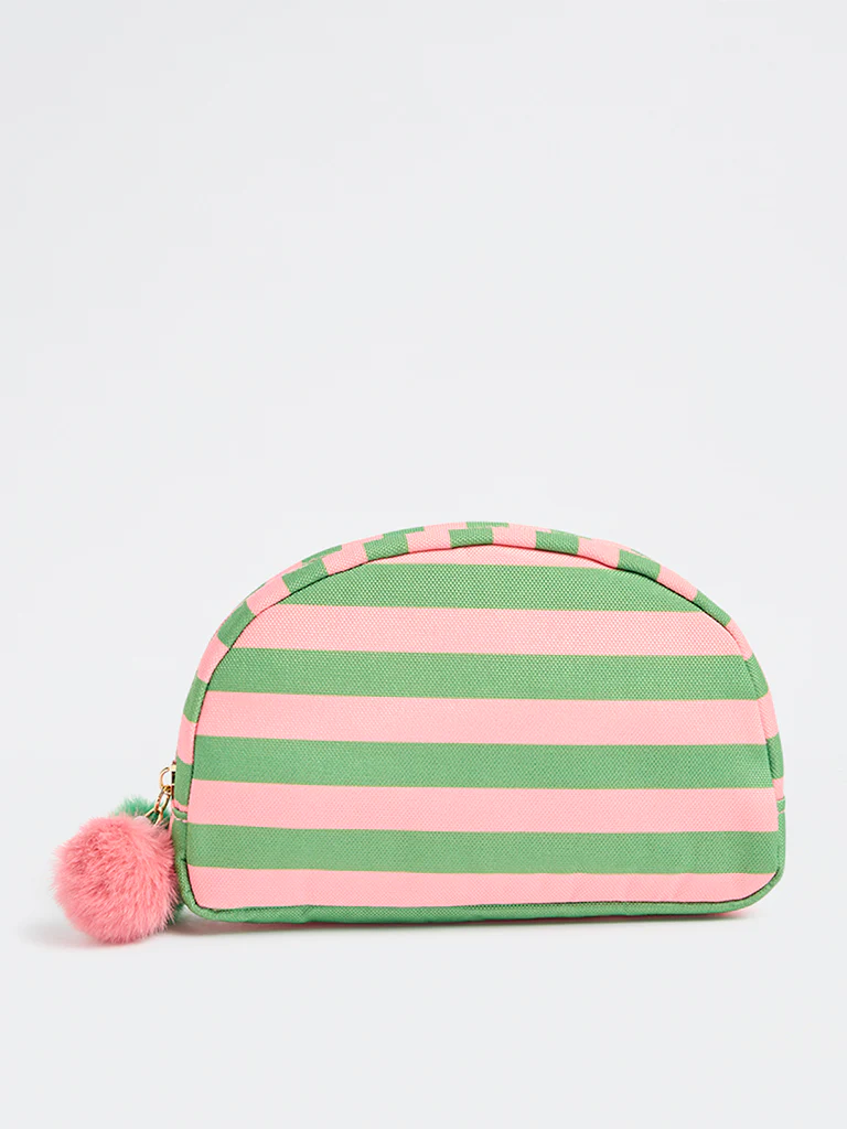 Studiowest Green Striped Pom-Pom Detailed Pouch - Image 2
