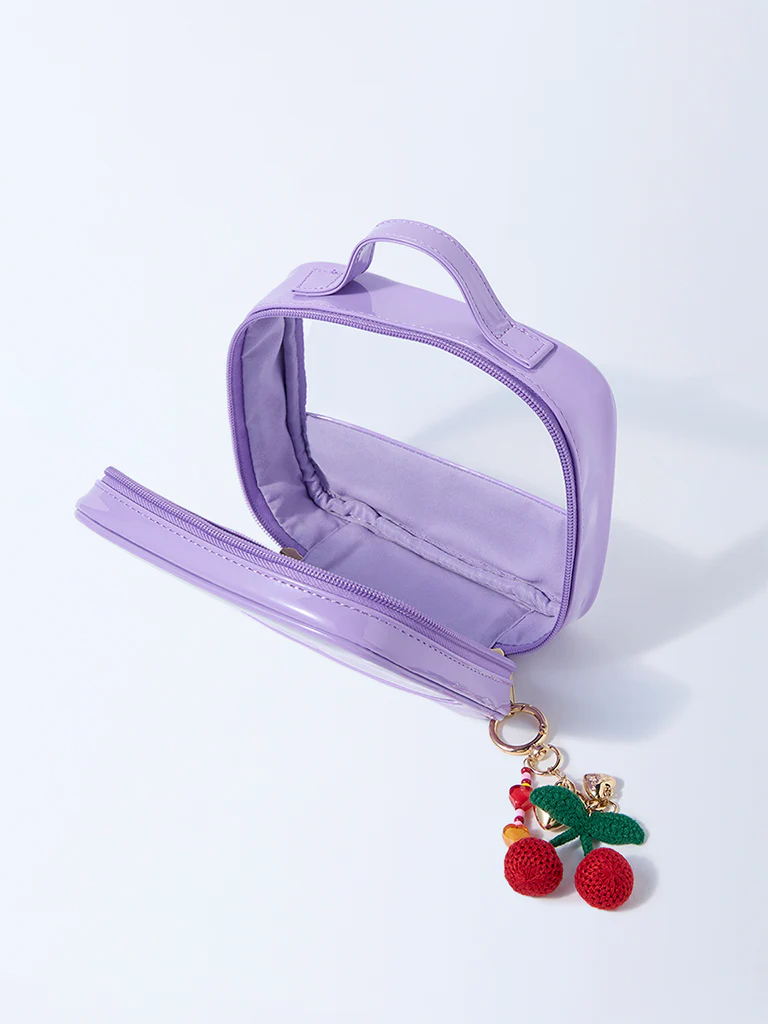 Studiowest Lilac Transparent Pouch with Strawberry Bag Charm - Image 4