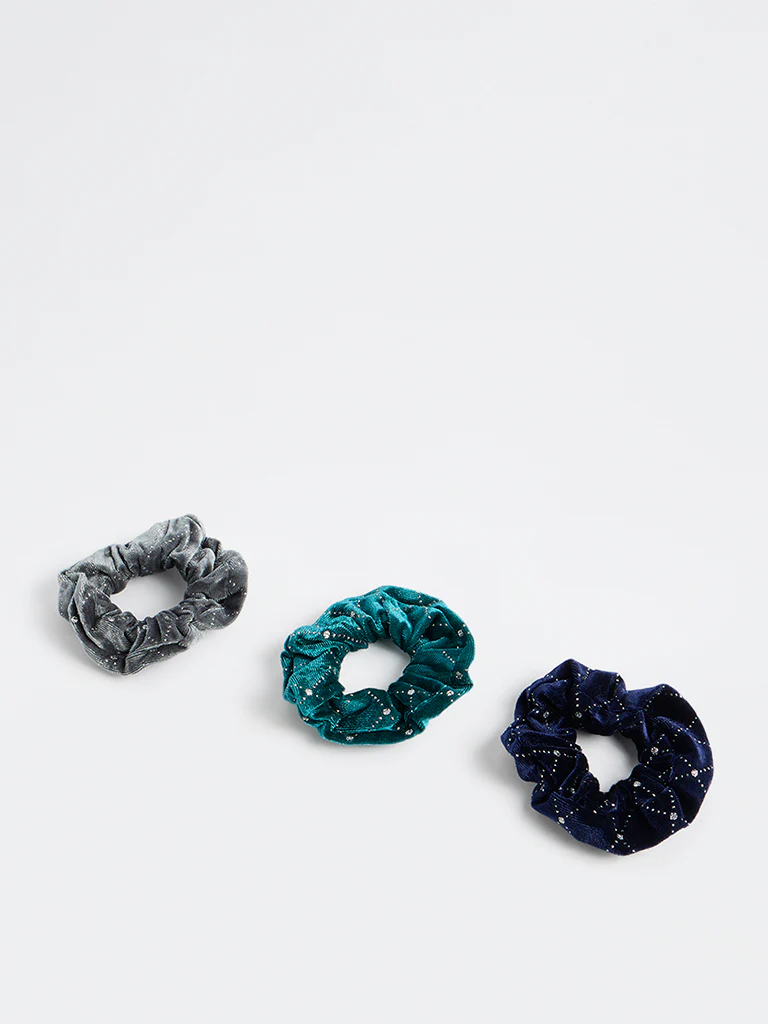 Studiowest Multi Color Rhinestone Scrunchies - Pack of 3 - Image 2
