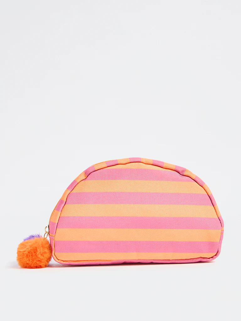 Studiowest Orange Striped Pom-Pom Detailed Pouch - Image 2