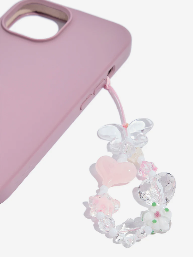 Studiowest Pink Beaded Butterfly Phone Charm - Image 3
