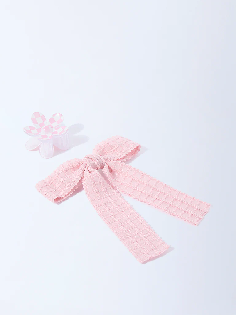 Studiowest Pink Flower Clip and Bow - Pack of 2 - Image 2