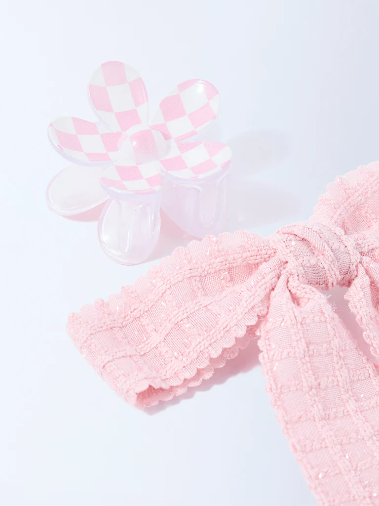 Studiowest Pink Flower Clip and Bow - Pack of 2 - Image 3
