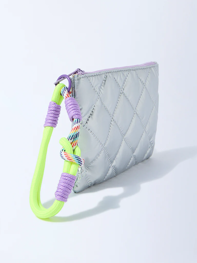 Studiowest Silver Quilted Pouch with Bag Charm - Image 3