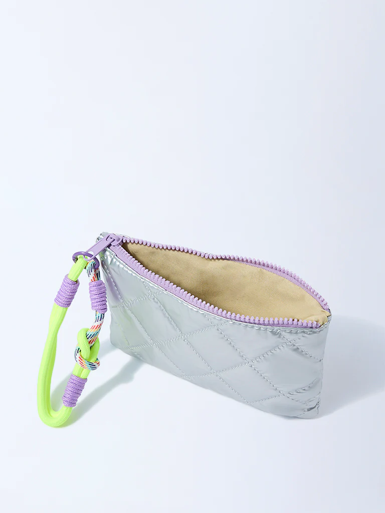 Studiowest Silver Quilted Pouch with Bag Charm - Image 4