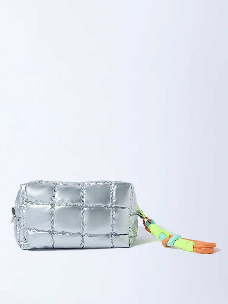 Studiowest Silver Quilted Pouch with Bag Charm - Image 2