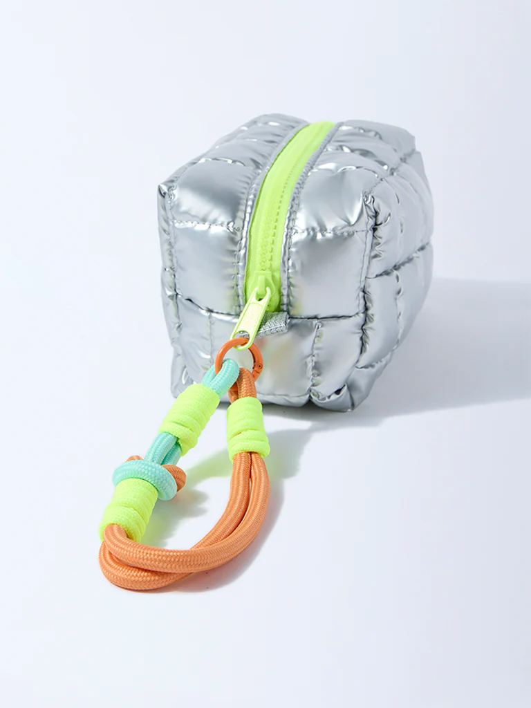 Studiowest Silver Quilted Pouch with Bag Charm - Image 3