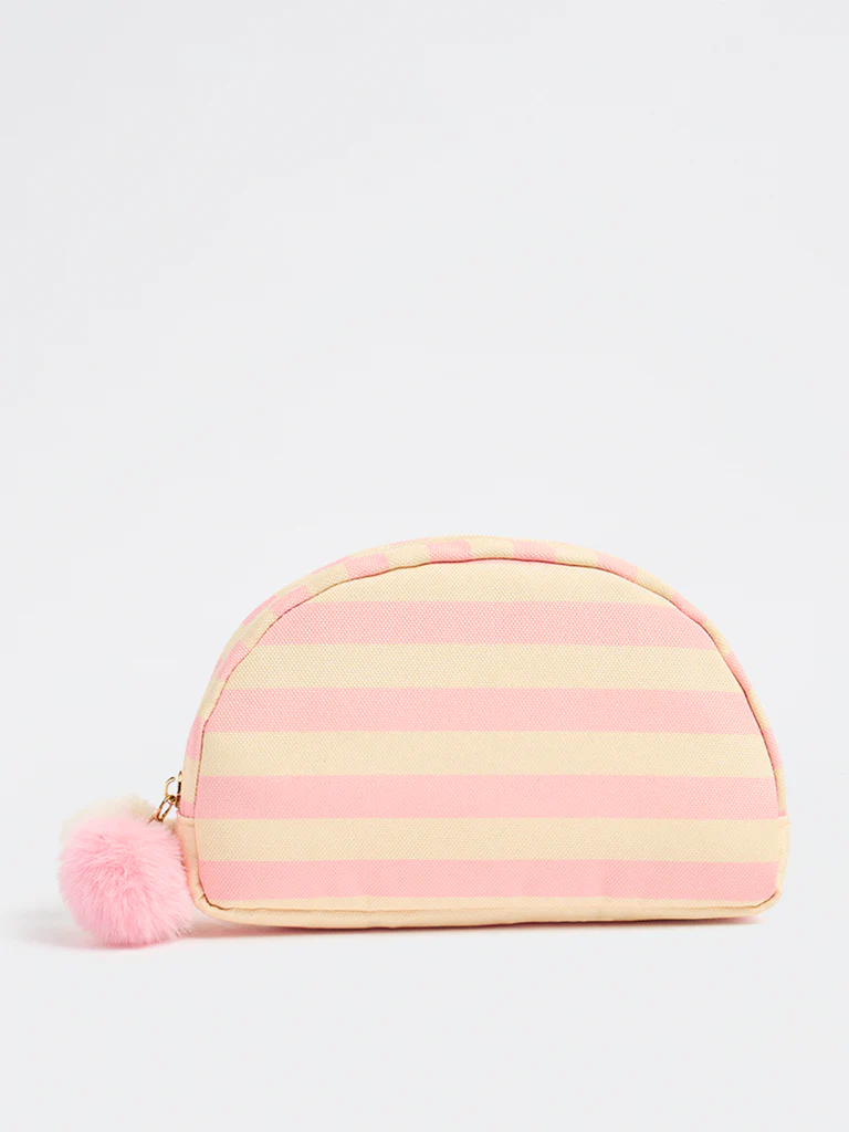 Studiowest Yellow Striped Pom-Pom Detailed Pouch - Image 2