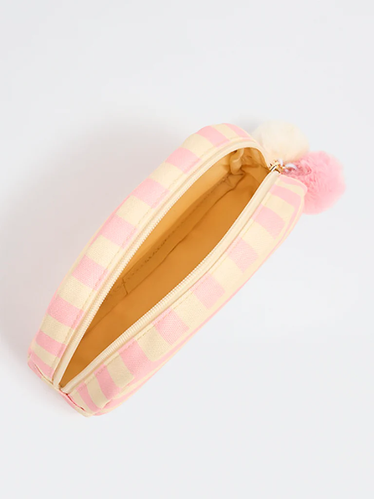 Studiowest Yellow Striped Pom-Pom Detailed Pouch - Image 3