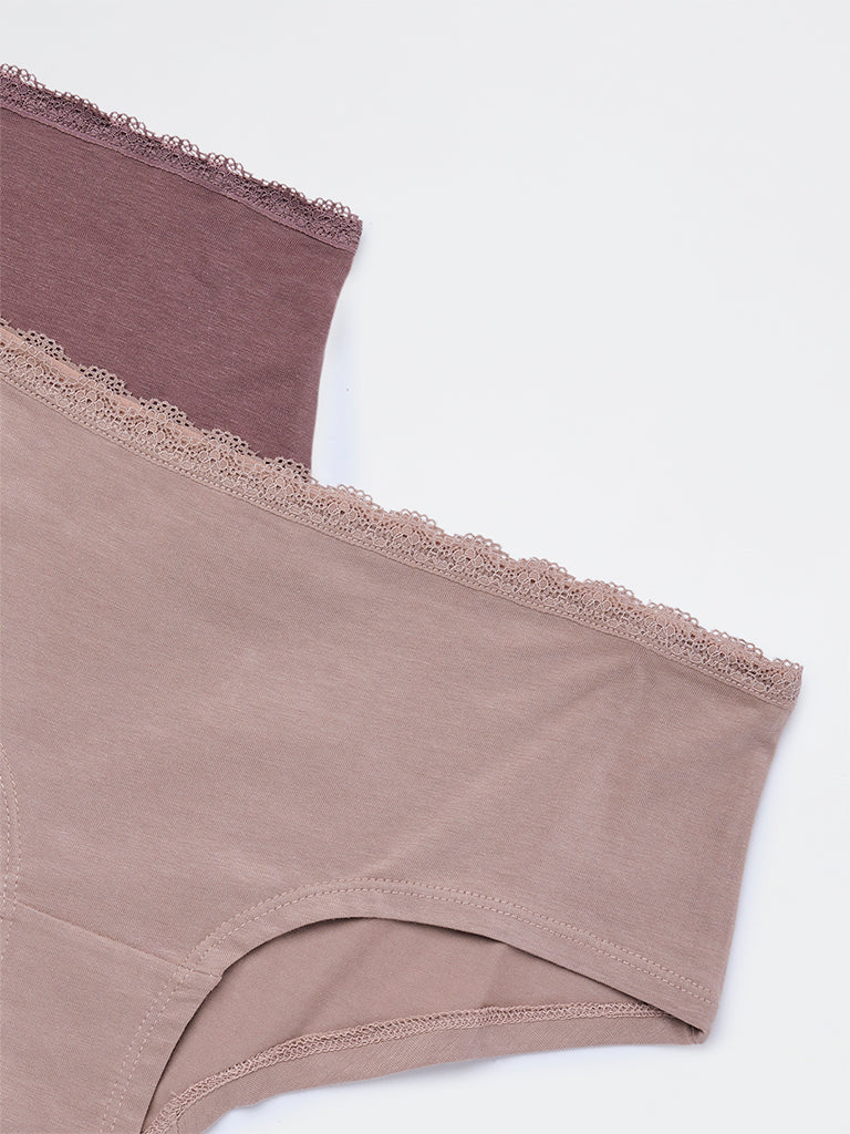 Superstar Beige Low-Rise Cotton-Blend Briefs - Pack of 2 - Image 3