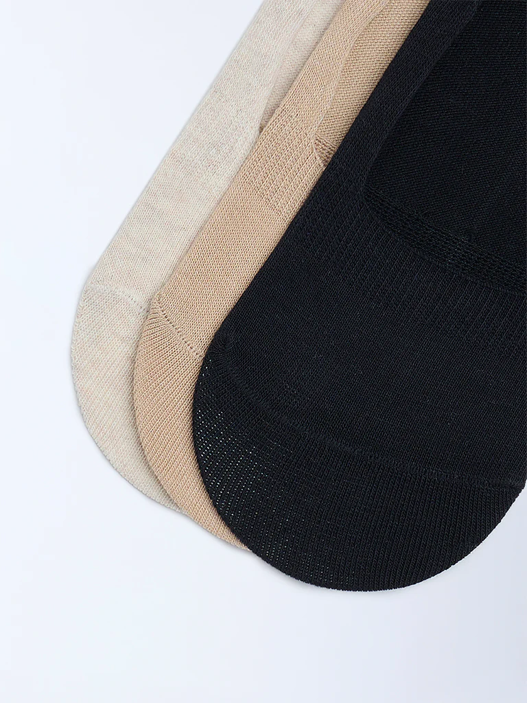 Superstar Beige No Show Cotton-Blend Socks - Pack of 3 - Image 3