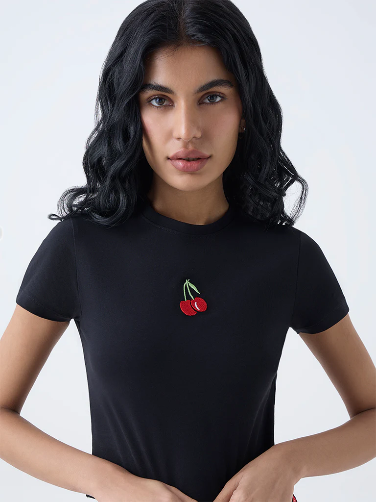 Superstar Black Cherry Design Cotton T-Shirt - Image 3