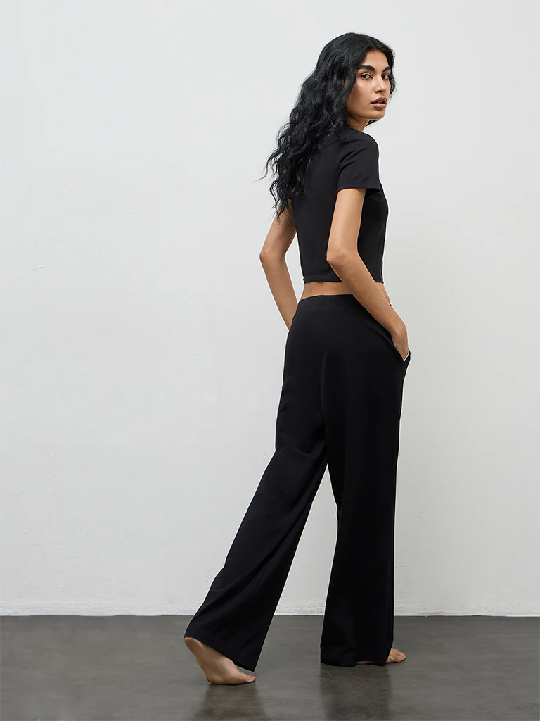 Superstar Black High-Rise Cotton-Blend Pants - Image 4