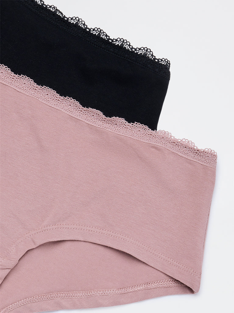 Superstar Black Low-Rise Cotton-Blend Briefs - Pack of 2 - Image 3