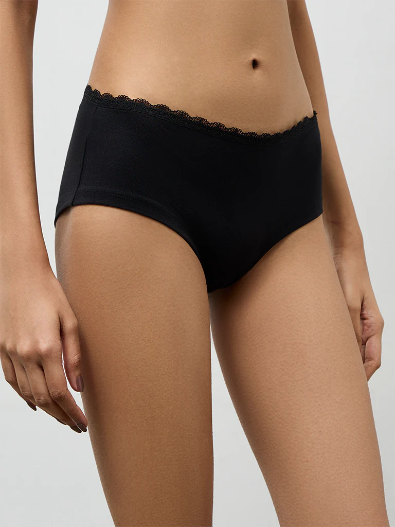 Superstar Black Low-Rise Cotton-Blend Briefs - Pack of 2 - Image 2