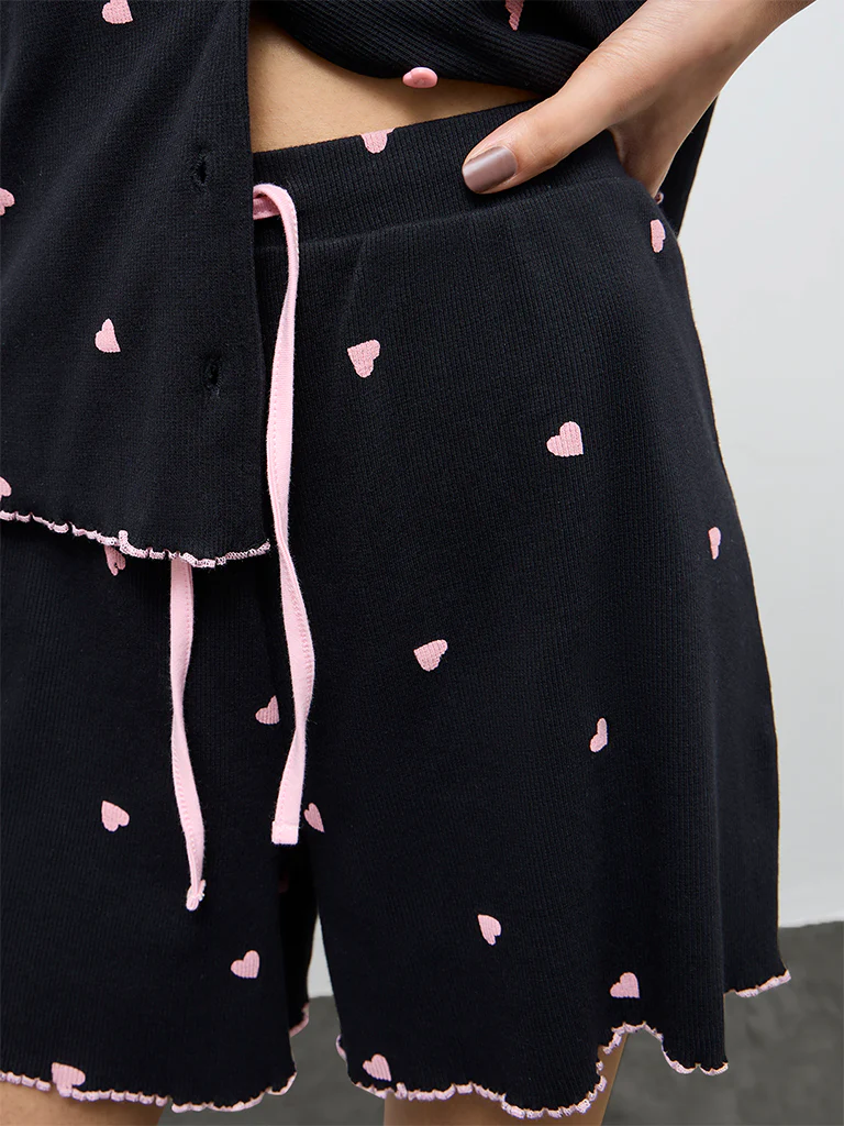 Superstar Black Printed High-Rise Cotton-Blend Shorts - Image 3