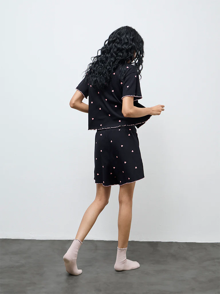 Superstar Black Printed High-Rise Cotton-Blend Shorts - Image 4