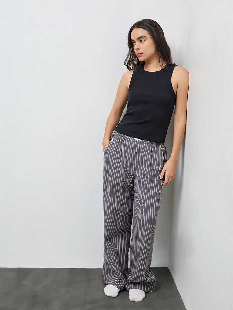 Superstar Black Ribbed Cotton-Blend Tank Top - Image 2
