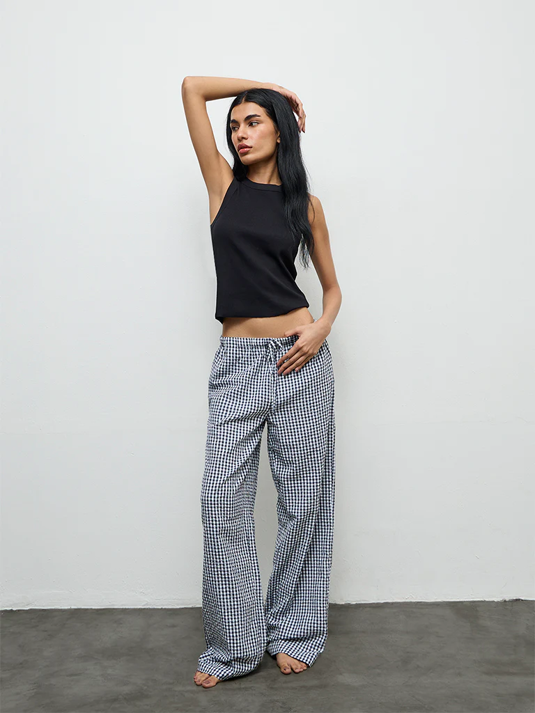 Superstar Black Ribbed Cotton-Blend Tank Top