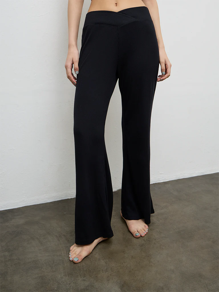 Superstar Black Ribbed-Textured High-Rise Pants - Image 2