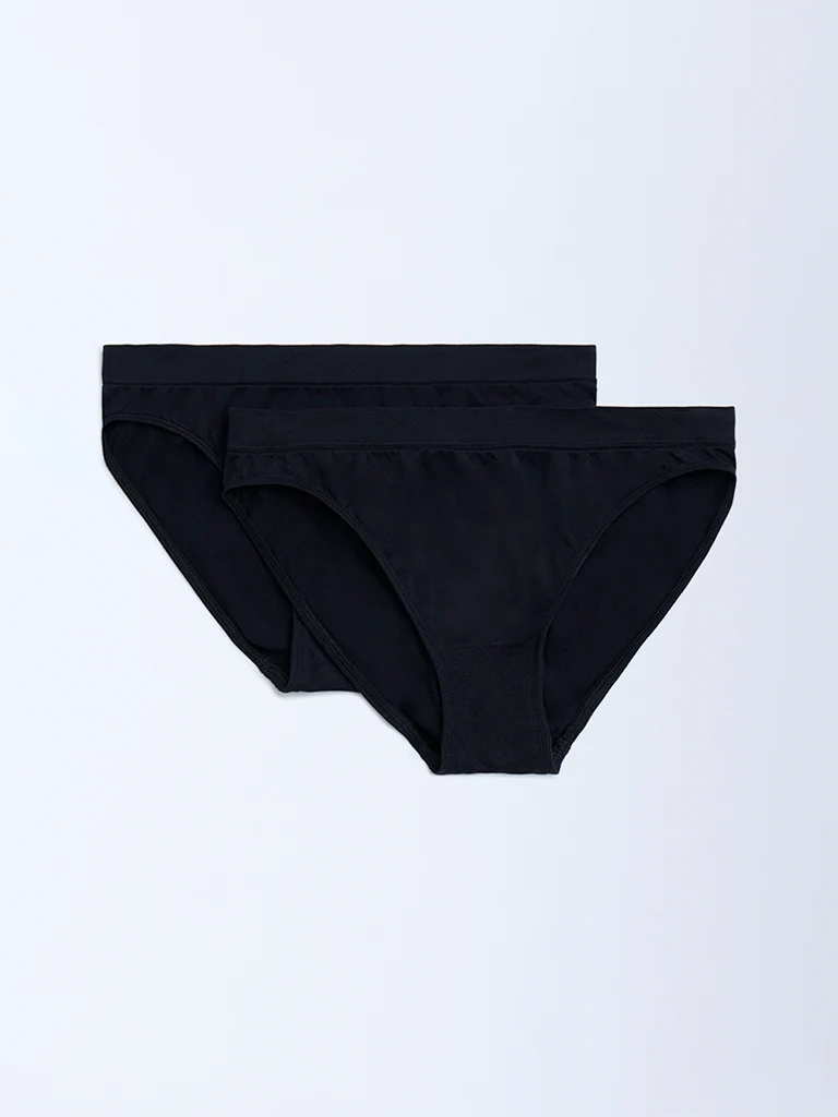 Superstar Black Seam-Free Bikini Briefs - Pack of 2 - Image 2