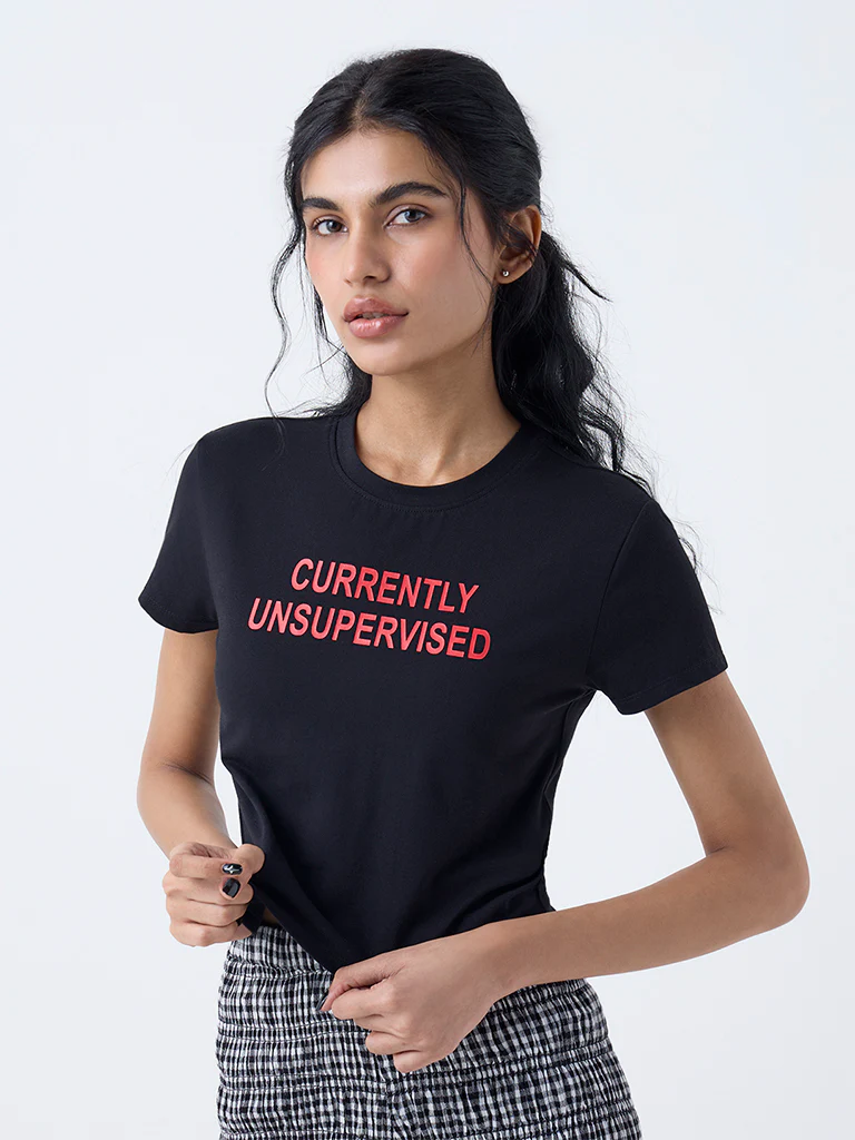 Superstar Black Typographic Cotton-Blend T-Shirt - Image 2