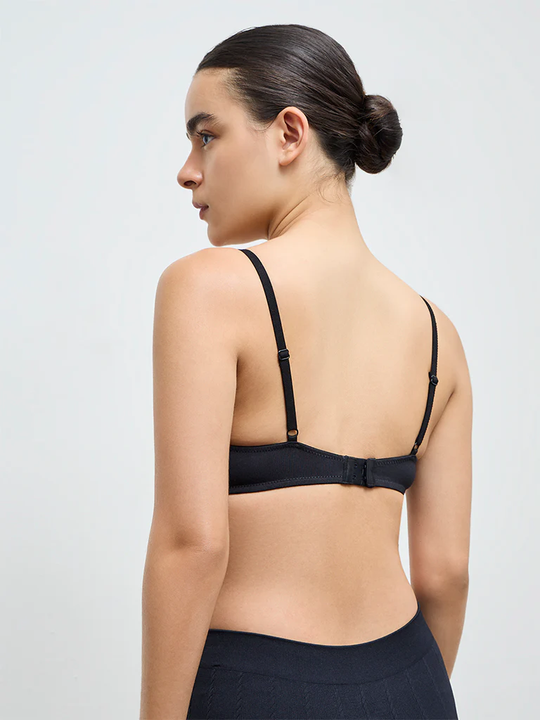 Superstar Black Under-wired Cotton Push-Up Bra - Image 4