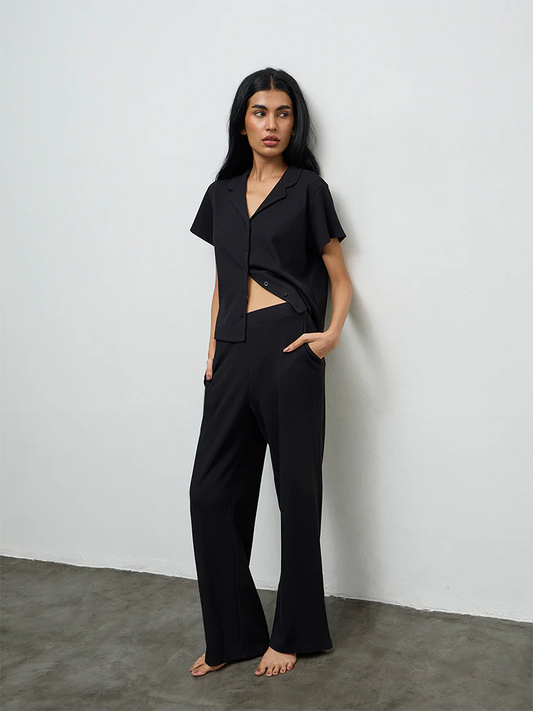 Superstar Black Waffle-Textured Shirt - Image 3