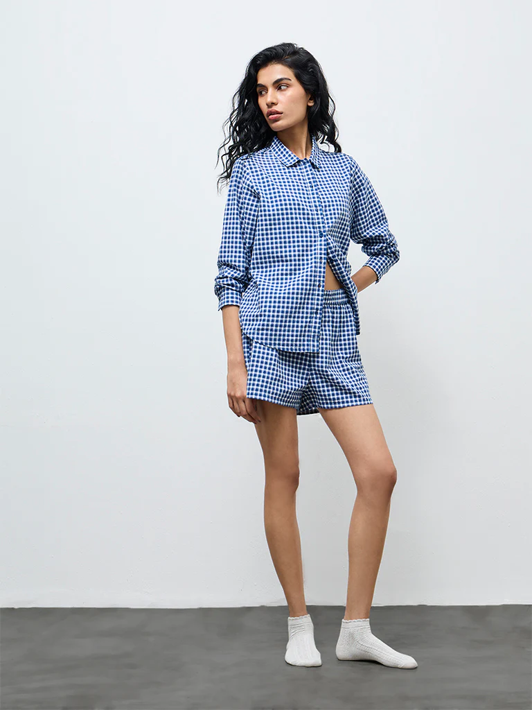 Superstar Blue Checks Cotton Shirt - Image 2
