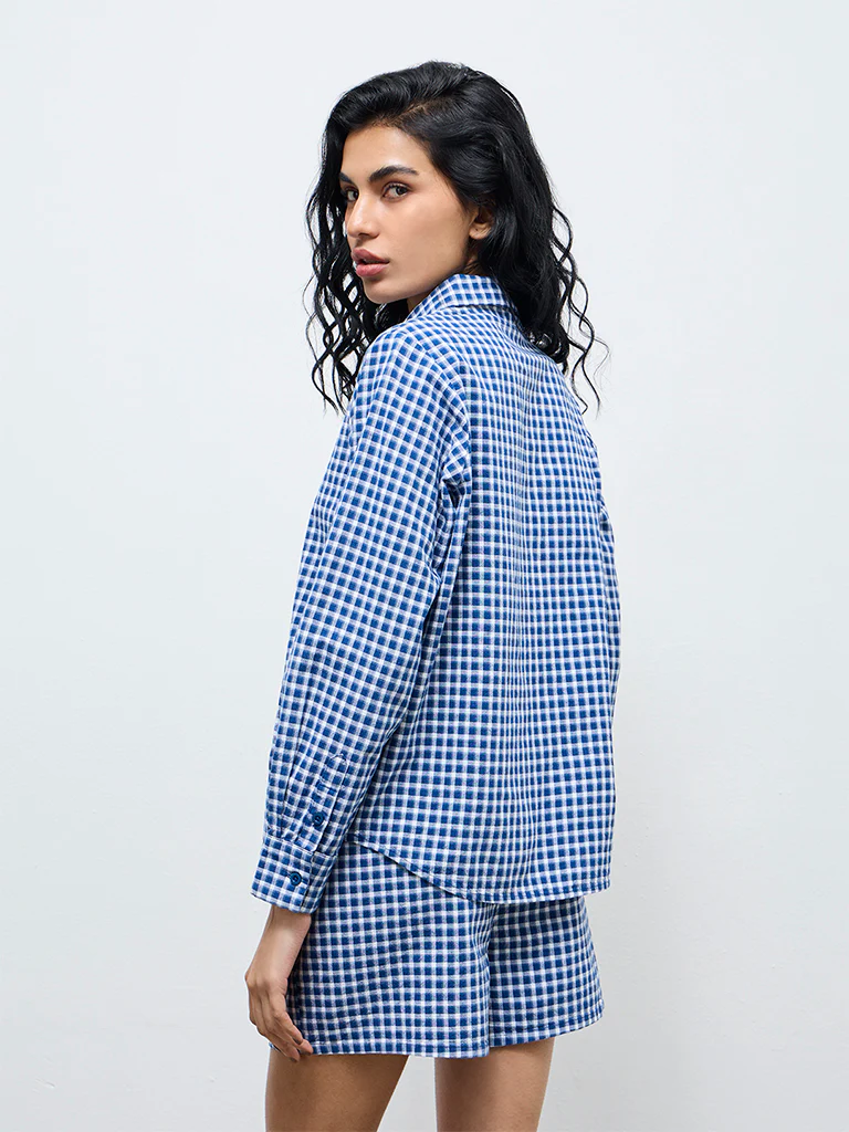 Superstar Blue Checks Cotton Shirt - Image 4