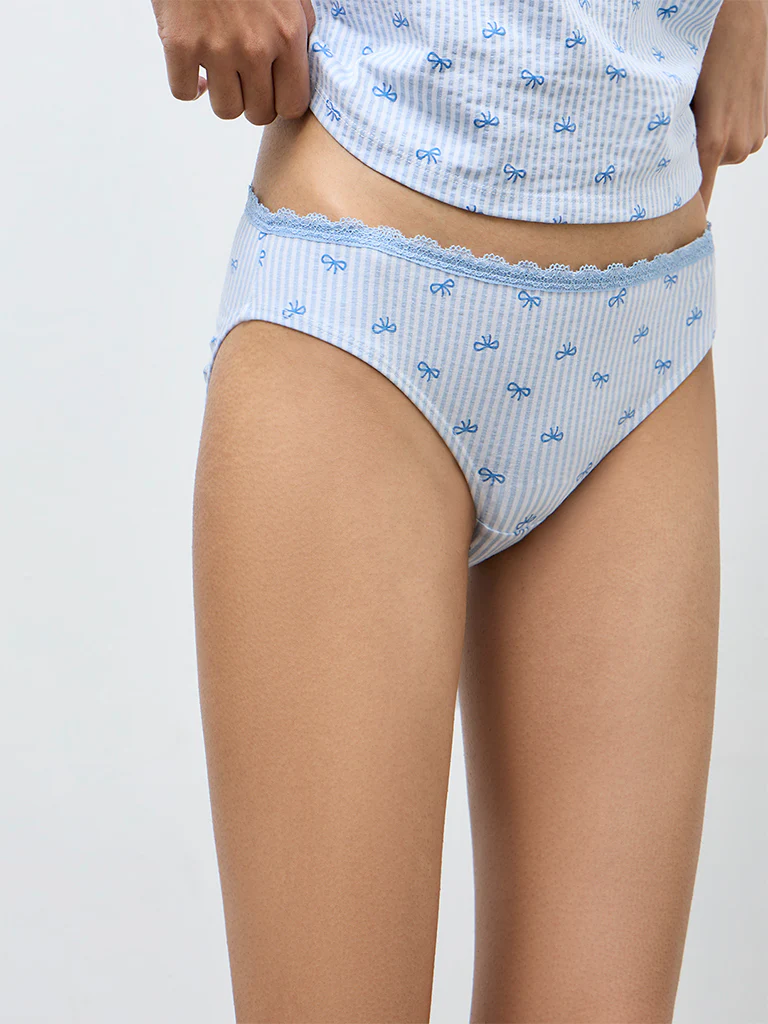 Superstar Blue Cotton-Blend Bikini Briefs - Pack of 2 - Image 3