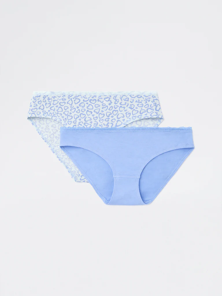 Superstar Blue Printed Cotton-Blend Bikini Briefs - Pack of 2 - Image 2