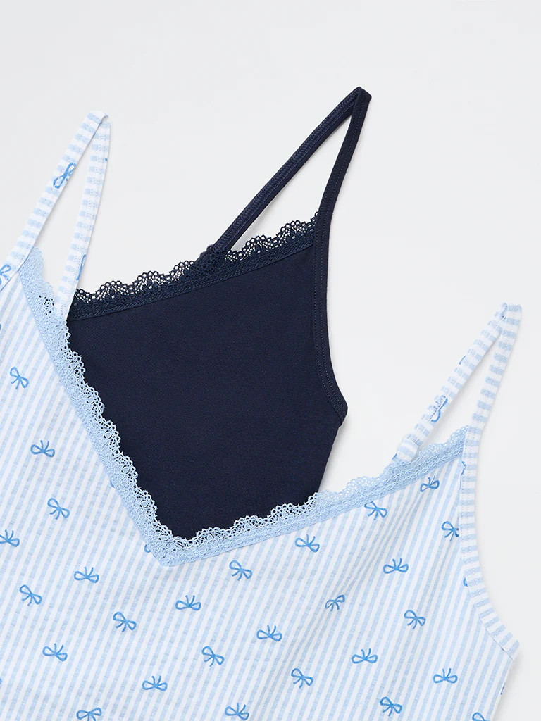 Superstar Blue Printed Cotton-Blend Camisole - Pack of 2 - Image 7