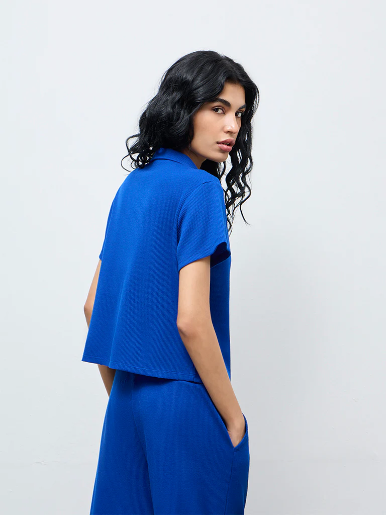 Superstar Blue Waffle-Textured Shirt - Image 4