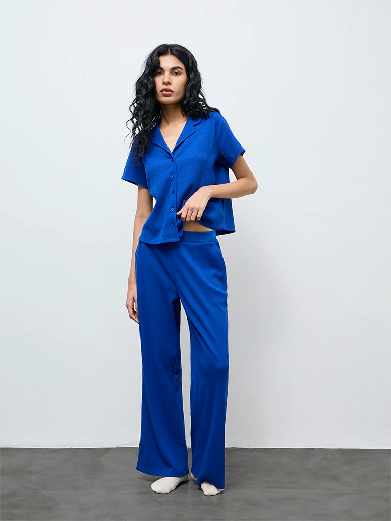 Superstar Blue Waffle-Textured Shirt - Image 2