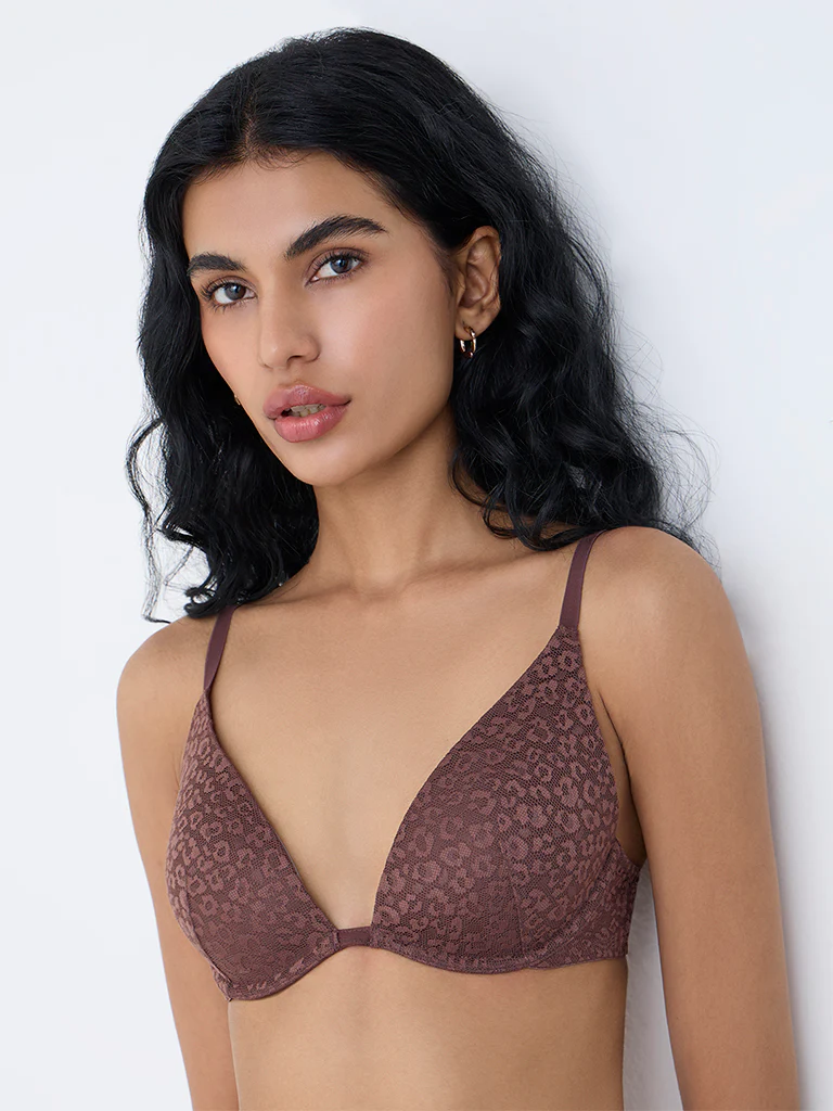 Superstar Brown Animal Pattern Underwired Bra - Image 2
