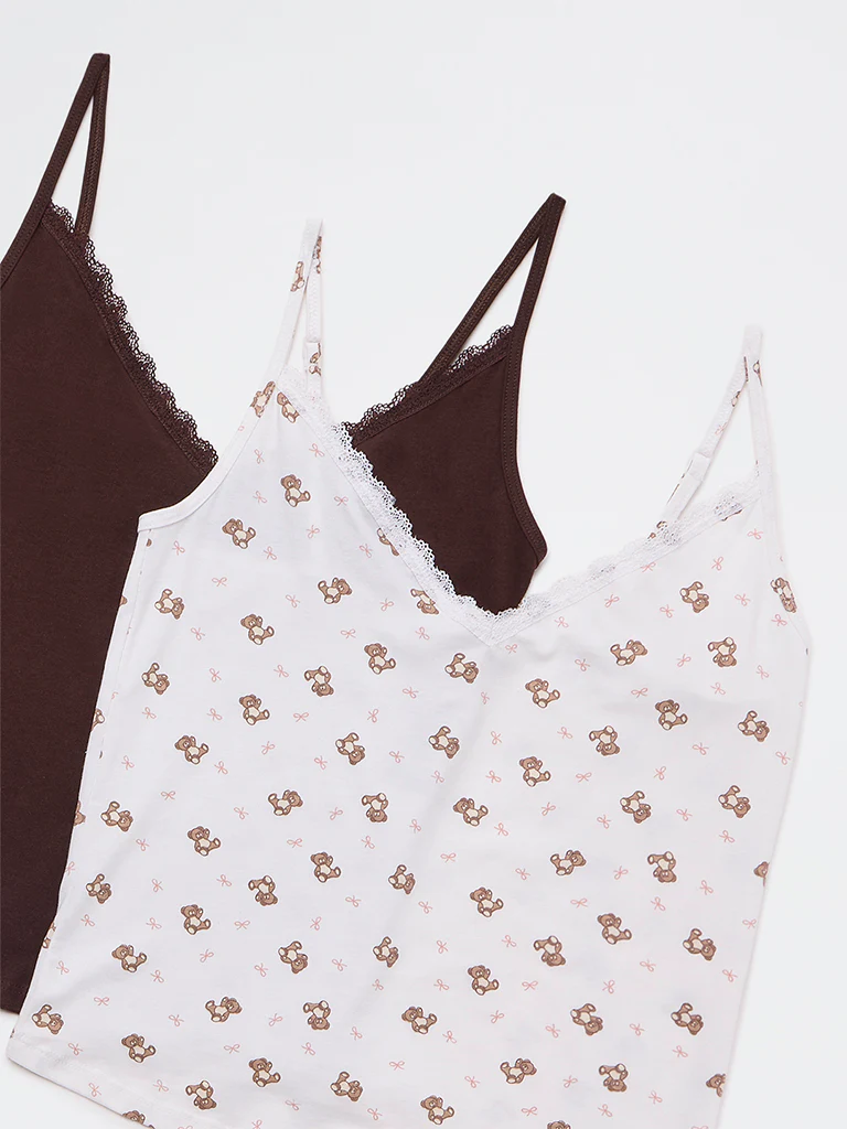Superstar Brown Cotton-Blend Camisoles - Pack of 2 - Image 6