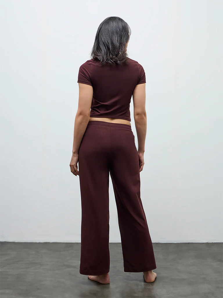 Superstar Brown High-Rise Cotton-Blend Pants - Image 4